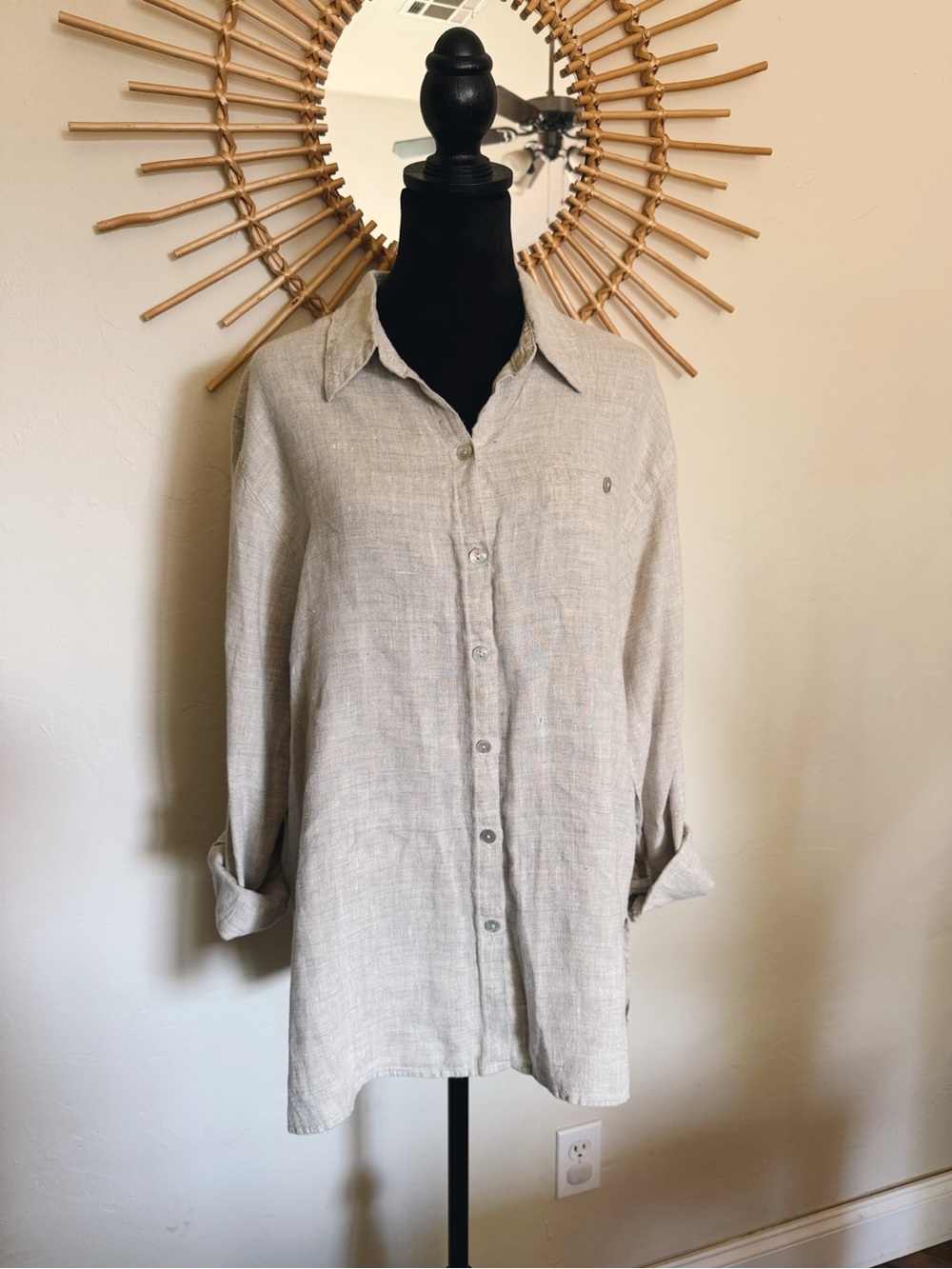 Chico's Neutral Beige Linen Top